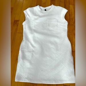 White Textured Sleeveless Mini Dress